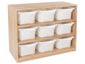 MASSIVMÖBEL NATUR 9 Behälter - 2 Regalbretter