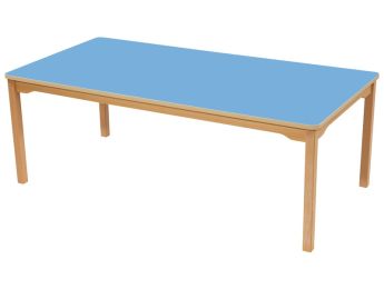 TISCH MIT BESCHICHTETER TISCHPLATTE - FUSSTEIL AUS HOLZ - Rechteckig 160x80 cm