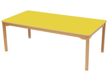 TISCH MIT BESCHICHTETER TISCHPLATTE - FUSSTEIL AUS HOLZ - Rechteckig 160x80 cm