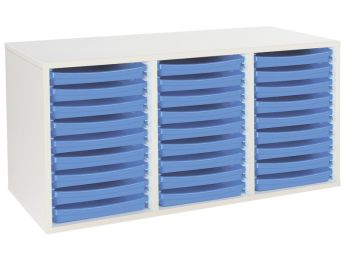 MEUBLE MÉLAMINÉ H: 51 cm - L: 105 cm 27 plateaux sur rails