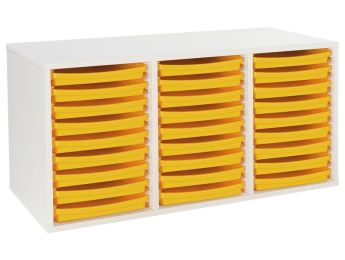 MEUBLE MÉLAMINÉ H: 51 cm - L: 105 cm 27 plateaux sur rails
