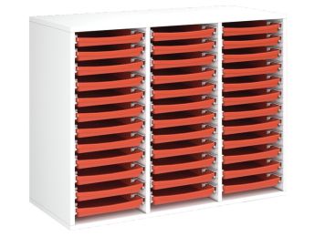 MÖBELSTÜCK MIT MELAMINBESCHICHTUNG H: 81 cm - L: 105 cm 36 Tabletts auf...