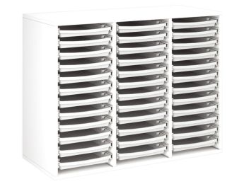 MEUBLE MÉLAMINÉ H: 81 cm - L: 105 cm 36 plateaux sur rails