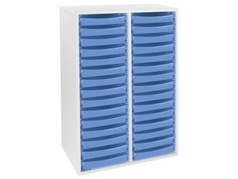 MEUBLE MÉLAMINÉ H: 102 cm - L: 70,5 cm 30 plateaux sur rails