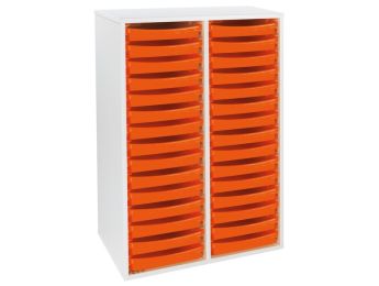 MEUBLE MÉLAMINÉ H: 102 cm - L: 70,5 cm 30 plateaux sur rails