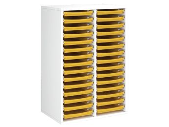 MEUBLE MÉLAMINÉ H: 102 cm - L: 70,5 cm 30 plateaux sur rails