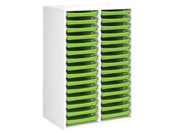 MEUBLE MÉLAMINÉ H: 102 cm - L: 70,5 cm 30 plateaux sur rails