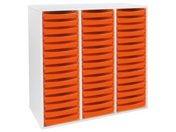 MEUBLE MÉLAMINÉ H: 102 cm - L: 105 cm 45 plateaux sur rails