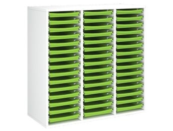 MEUBLE MÉLAMINÉ H: 102 cm - L: 105 cm 45 plateaux sur rails