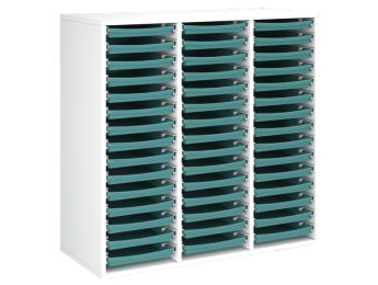 MÖBELSTÜCK MIT MELAMINBESCHICHTUNG H: 102 cm - L: 105 cm 45 Tabletts auf...