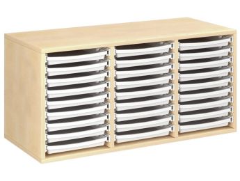 MEUBLE MÉLAMINÉ H: 51 cm - L: 105 cm 27 plateaux sur rails