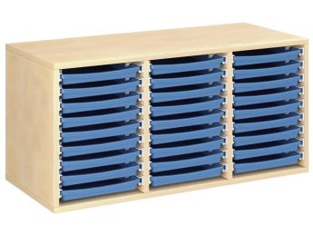 MEUBLE MÉLAMINÉ H: 51 cm - L: 105 cm 27 plateaux sur rails
