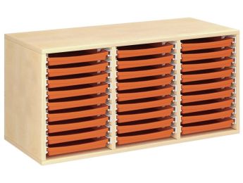MEUBLE MÉLAMINÉ H: 51 cm - L: 105 cm 27 plateaux sur rails