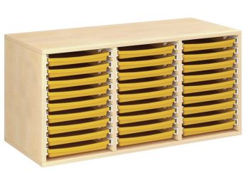 MEUBLE MÉLAMINÉ H: 51 cm - L: 105 cm 27 plateaux sur rails