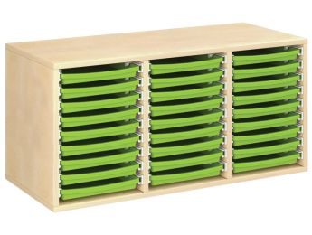 MEUBLE MÉLAMINÉ H: 51 cm - L: 105 cm 27 plateaux sur rails