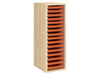 MEUBLE MÉLAMINÉ H: 102 cm - L: 36 cm 15 plateaux sur rails