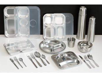 VAISSELLE INOX Plateau 3 compartiments