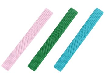 PLATTE LEPELS MET TEXTUUR Groen/Blauw/Roze