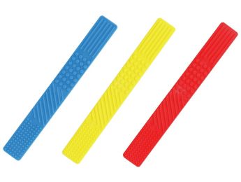PLATTE LEPELS MET TEXTUUR Geel/Blauw/Rood
