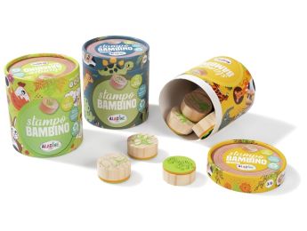 MAXI-SET MIT HOLZSTEMPELN „BAMBINO“ + STEMPELKISSEN