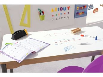 TABLE PLATEAU EFFAÇABLE - PIÉTEMENT MÉTAL - Demi-rond 120x60 cm
