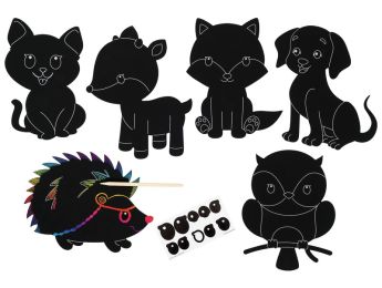 CARTES À GRATTER SILHOUETTES + GOMMETTES Animaux
