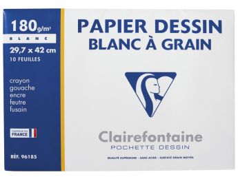 POCHETTE DE PAPIER À DESSIN À GRAIN Clairefontaine A3 180 g