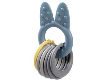 HOCHET DE DENTITION BIOSOURCÉ Animaux bleu/gris