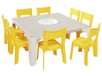 MAXI-SET AKTIVITÄTSTISCHE + 8 STÜHLE Lou Kleine Größe