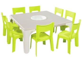 MAXI-SET AKTIVITÄTSTISCHE + 8 STÜHLE Lou Mittlere Größe