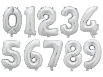 MAXI LOT BALLONS CHIFFRES ARGENTÉS