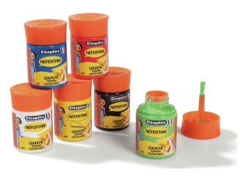 PETITS POTS DE GOUACHE AVEC PINCEAU INTÉGRÉ 6 x 50 ml