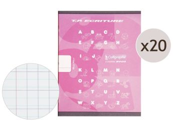 SET OF 20 WRITING NOTEBOOKS 17x22 cm - 32 pages Line 18 mm