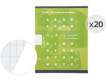 LOT DE 20 CAHIERS DE TRAVAUX PRATIQUES 17x22 cm - 32 pages Double ligne 4 mm