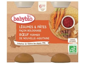 PETITS POTS BIO Légumes et pâtes façon bolognaise au bœuf - 2 x 200 g