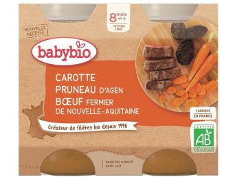 PETITS POTS BIO Carotte, pruneau d'Agen et bœuf - 2 x 200 g