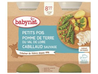PETITS POTS BIO Petits pois, pomme de terre et cabillaud - 2 x 200 g