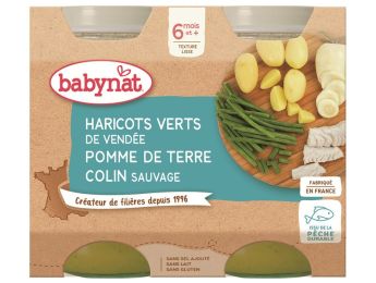 PETITS POTS BIO Haricots verts, pomme de terre et colin - 2 x 200 g