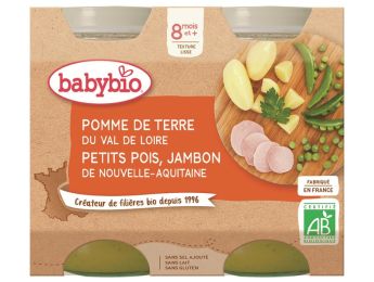 PETITS POTS BIO Pomme de terre, petits pois et jambon - 2 x 200 g