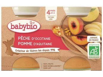 PETITS POTS BIO Pêche et pomme - 2 x 130 g