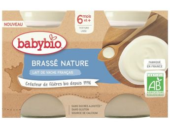 PETITS POTS BIO Brassé lait de vache nature - 2 x 130 g
