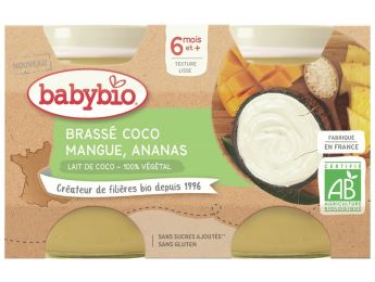 PETITS POTS BIO Brassé végétal lait de coco, mangue et ananas - 2 x 130 g