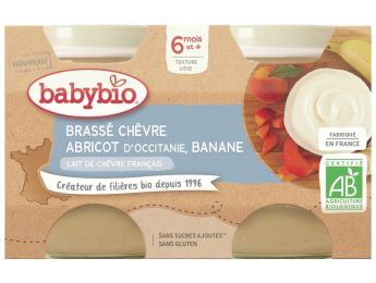 PETITS POTS BIO Brassé lait de chèvre, abricot et banane -  2 x 130 g