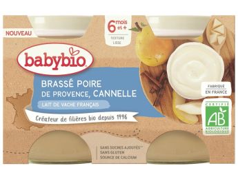 PETITS POTS BIO Brassé lait de vache, poire et cannelle - 2 x 130 g