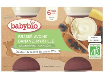 PETITS POTS BIO Brassé végétal avoine, banane et myrtille - 2 x 130 g