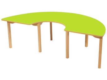 TISCH MIT BESCHICHTETER TISCHPLATTE - FUSSTEIL AUS HOLZ - Halbrund 180x90 cm