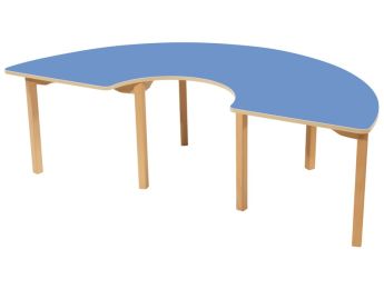 TISCH MIT BESCHICHTETER TISCHPLATTE - FUSSTEIL AUS HOLZ - Halbrund 180x90 cm