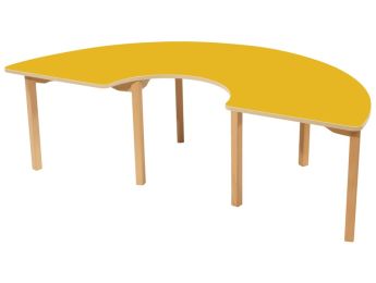 TISCH MIT BESCHICHTETER TISCHPLATTE - FUSSTEIL AUS HOLZ - Halbrund 180x90 cm