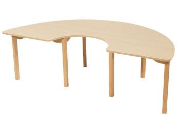 TISCH MIT BESCHICHTETER TISCHPLATTE - FUSSTEIL AUS HOLZ - Halbrund 180x90 cm