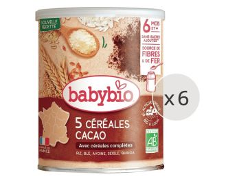 MAXI LOT 5 Céréales Cacao Riz, Blé, Avoine, Seigle, Quinoa - 6 x 220 g